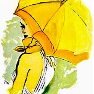 8x10 Art “Yellow Umbrella” on Canvas Board ready to hang